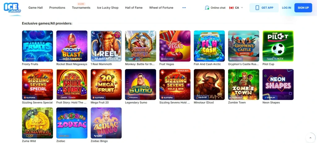 Exklusive Spiele im Ice Casino